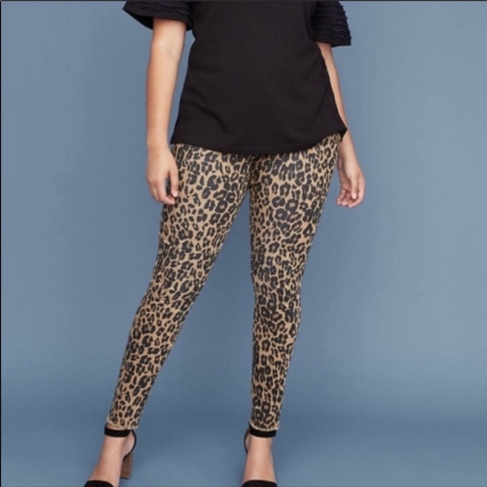 Lane Bryant Animal Print Fray Stretch  Plus Jean